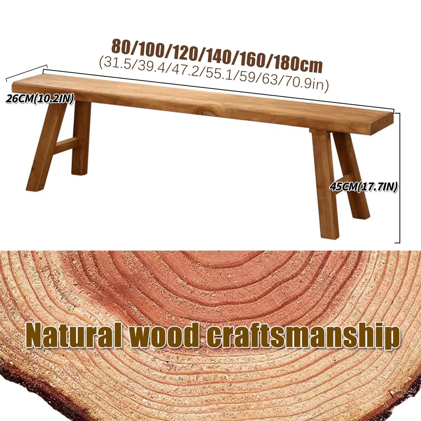 EoVrilyx Reclaimed Elm Rustic Entry Way Benches Seat-Farmhouse Indoor Solid Wooden Noodle Bench,Maximum Load 880IB,Handcraft for Entryway Bedroom/Living Room/Dining Room