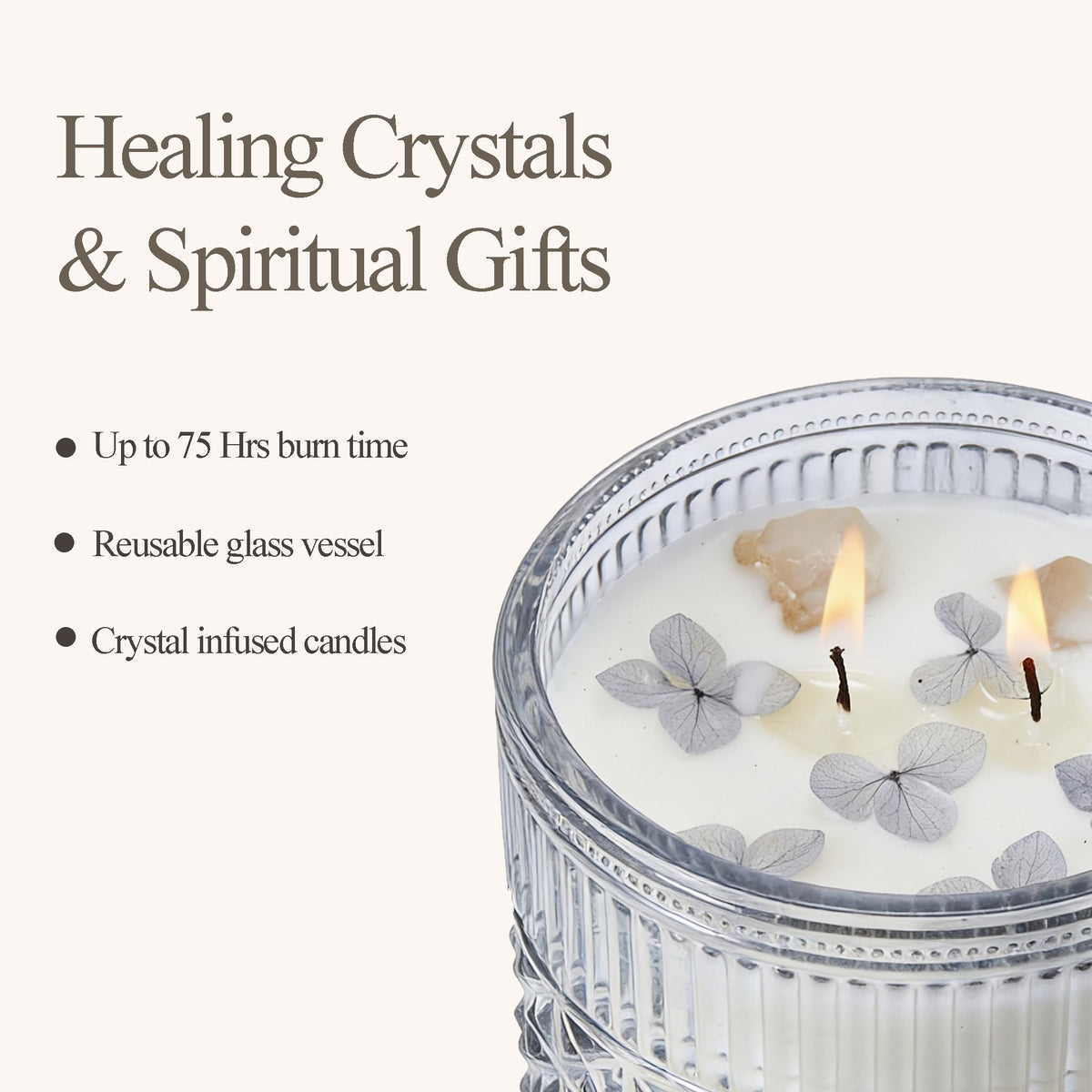 Chloefu LAN Crystal Candle Ocean Mist & Sea Salt Scented Candles for Home, Unique Meditation Spiritual Gifts for Women & Men, Healing Magic Candles, Highly Scented & Long Lasting, 14 oz