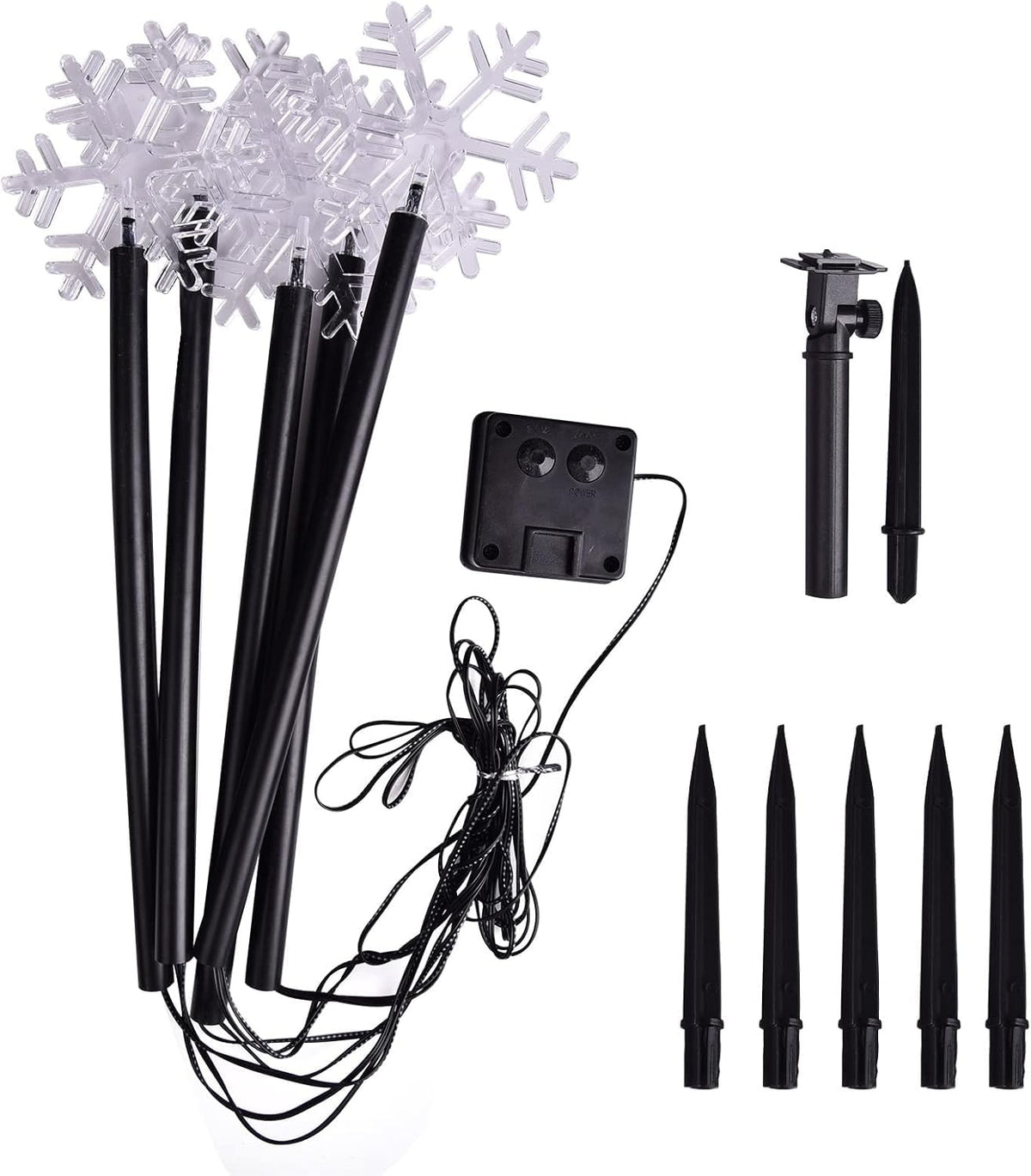 BRIGHTDECK Snowflake Solar Christmas Decorations Outdoor, 10 Pack LED Christmas Pathway Lights, Waterproof Snowflake Pathway Lights, Stake for Garden Decor (10Pcs Warm White)