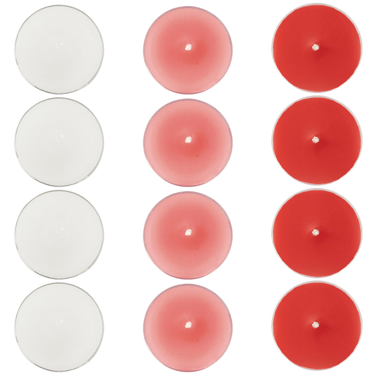 Scented Tea Light Candles 12 Pack Pastel Color Hand Poured Smokeless 4 Hours Clean Burning Small Round Clear Cups Tealight Candles for Romantic Dinners Wedding Centerpieces Cozy Evenings