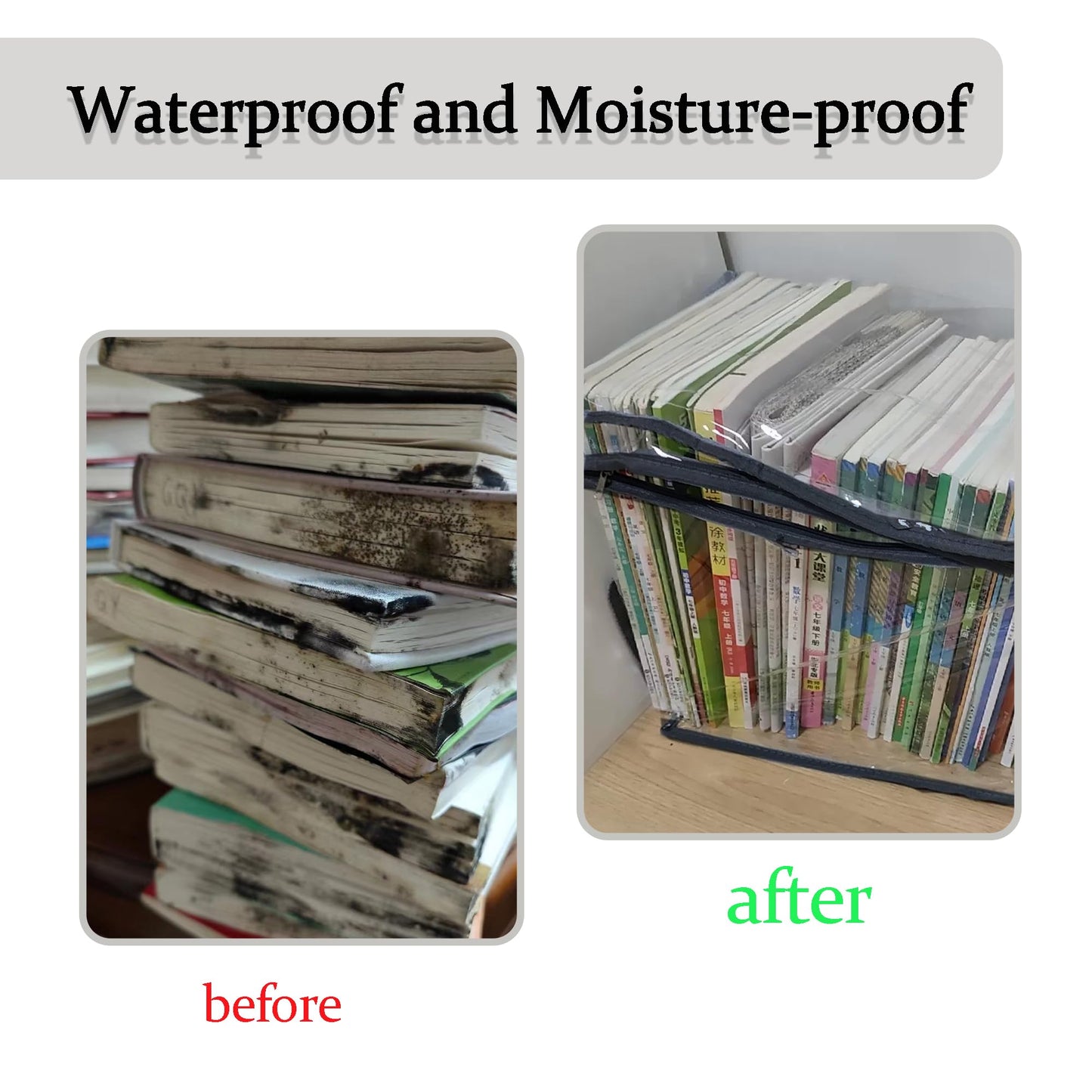 Clear Book Storage Bag Plastic Comic Books Organizer 38x24x32cm/15x9x3inches Collapsible Book Display Case with Lid and Lifting Handle for Books Used Books Toys