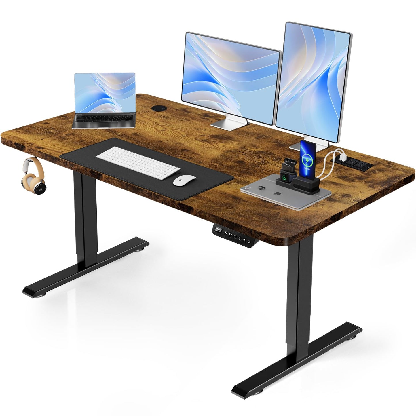 COMHOMA Small Standing Desk Adjustable Height & Tiltable Tabletop, Mobile Stand Up Desk for Laptop, Portable Computer Table for Home Office Work and Walking Pad Treadmill, Height 30.7"-46.4", Tan