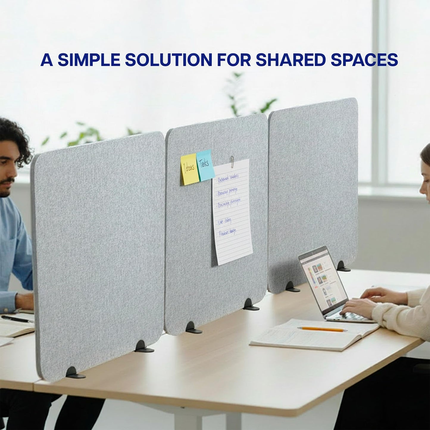 VIVO Gray Freestanding 24 x 24 inch Privacy Panel, Sound Absorbing Cubicle Desk Divider, Acoustic Partition, PP-1-V024G-S