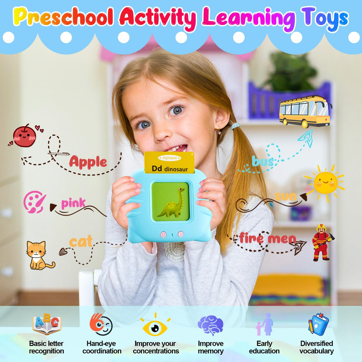 Talking Flash Cards for Toddlers 1 2 3 4 5 Year Olds, 224 Sight Words Montessori Language Learning Toys, Pocket Speech Therapy & Autism Sensory Toy, Educational Toddler Toys Gifts