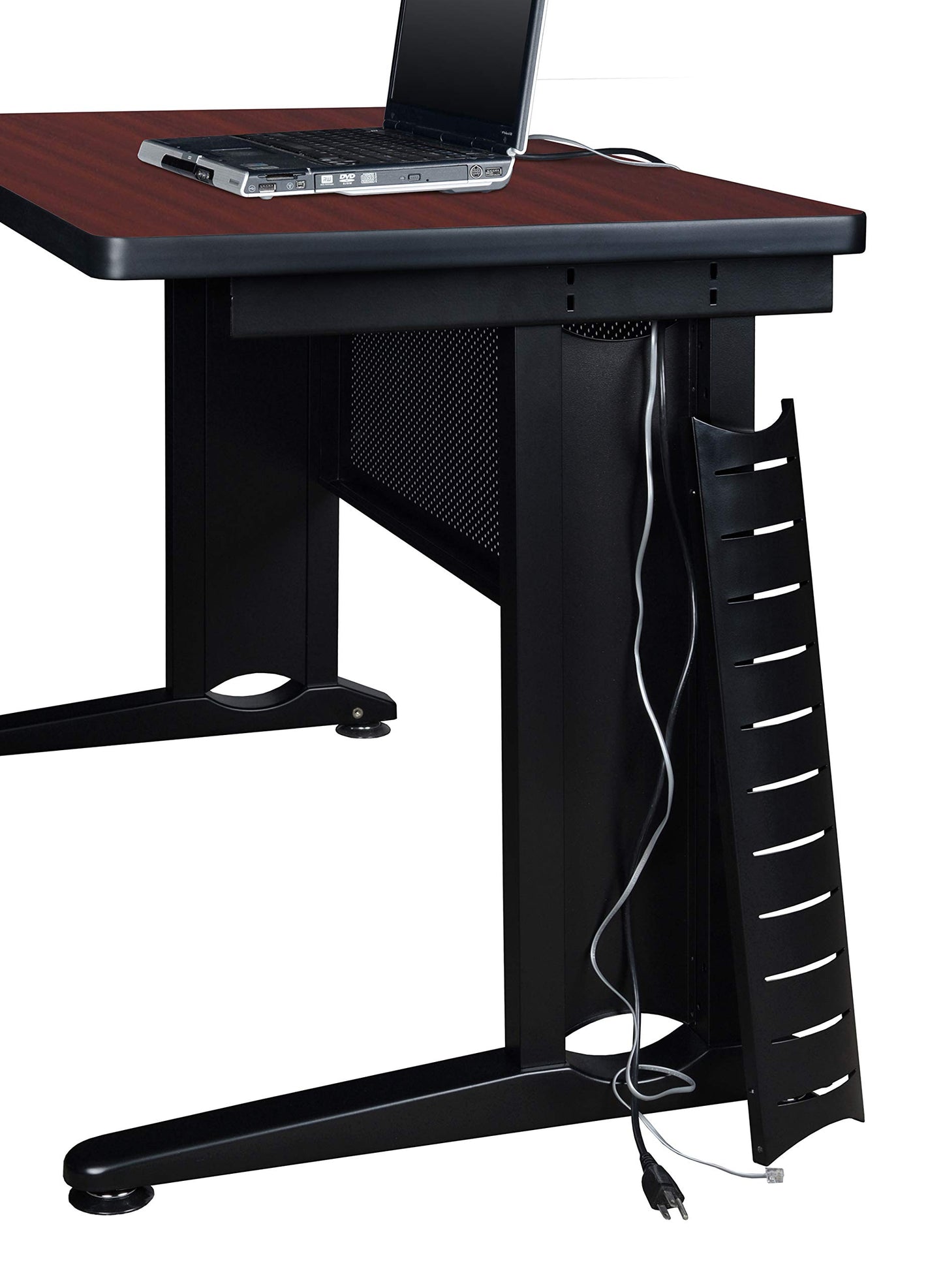 Regency Fusion 66 x 24 in. Teachers Desk with Double Pedestal Drawer Unit- Mahogany
