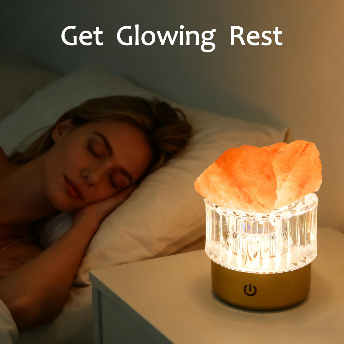 MYDAYS&DESIGN Salt Lamp Natural Pink Crystal Himalayan Salt Rocks, LED Light Dimmer with 3 Levels Cordless, Crystal Lamp Night Light Rechargeable for Room Home Decor Relaxation (Orange)