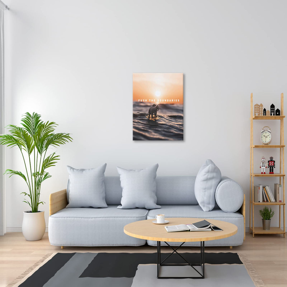 Inspirational Quotes Wall Art Push the Boundaries Framed Painting Modern Artwork Decorations Decor for Office Bedroom (12" W x 18" H)