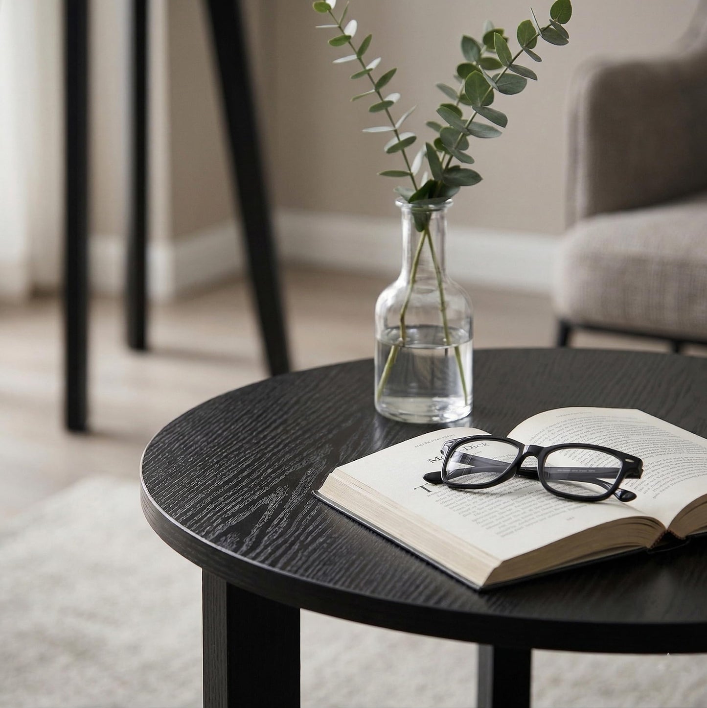 Farmhouse 3-Tier Round Side Table,17.7*21.7inch End Table with Open Storage,Modern Couch Accent Table Circular Nightatand for Living Room,Bedroom,Office,Wooden Table for Narrow and Small Spaces,Black