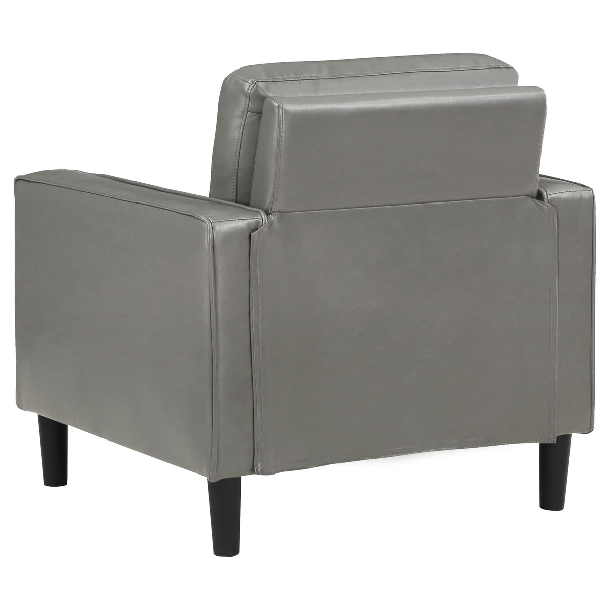 Coaster Home Furnishings - Ruth - Track Arm Accent Chair with Gray Faux Leather Upholstery, Foam Cushion and Tapered Legs - Living Room - Gray - 508367
