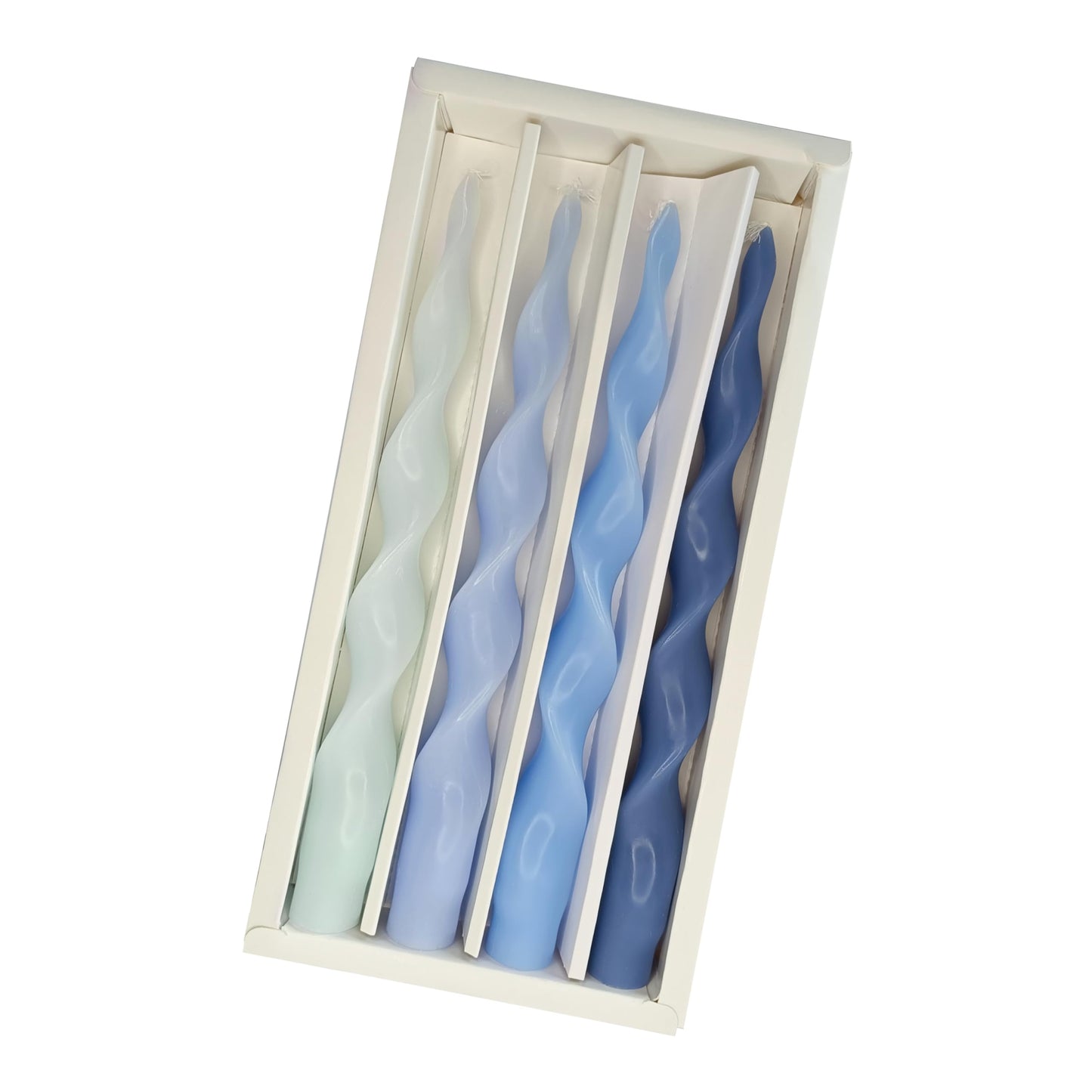 Spiral Taper Candle Blue Gradient Twisted Candlesticks Unscented Tapered Candles Smokeless Candlesticks for Dinner Table Decor Party Wedding