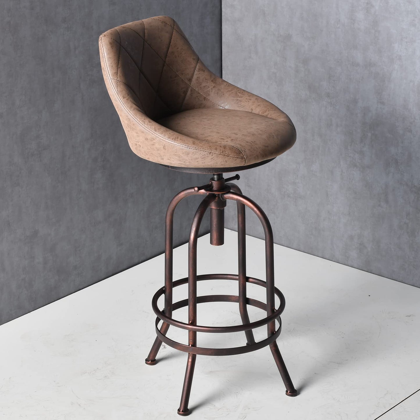 26-32inch Height Adjustable PU Faux Leather Counter Bar Height Stools with Backrest Industrial Pub Chairs for Dinning Room Kitchen Office Coffee House