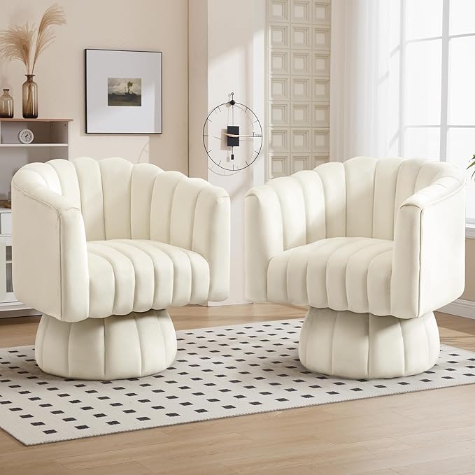 Swivel Accent Barrel Chair Set of 2- Cute Comfy Small Round 360° Arm Chair