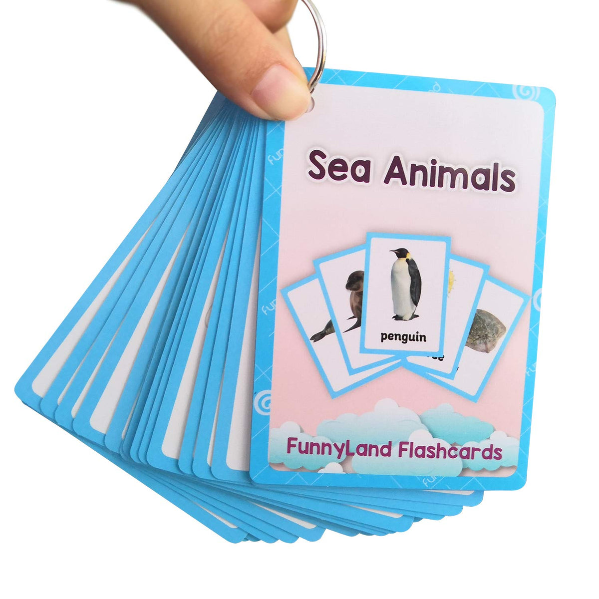 Zwttey Wild/Farm/Sea Animals Body Parts Learning English Flash Cards Kids Montessori Toys Baby Cards Child Pocket Card Pre-Kindergarten