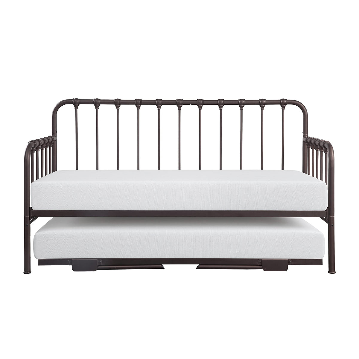 Lexicon Metal Daybed with Trundle Mattress Foundation with Steel Slat Support, Easy Assembly, Twin Size, Multi-Functional Furniture, Dark Bronze