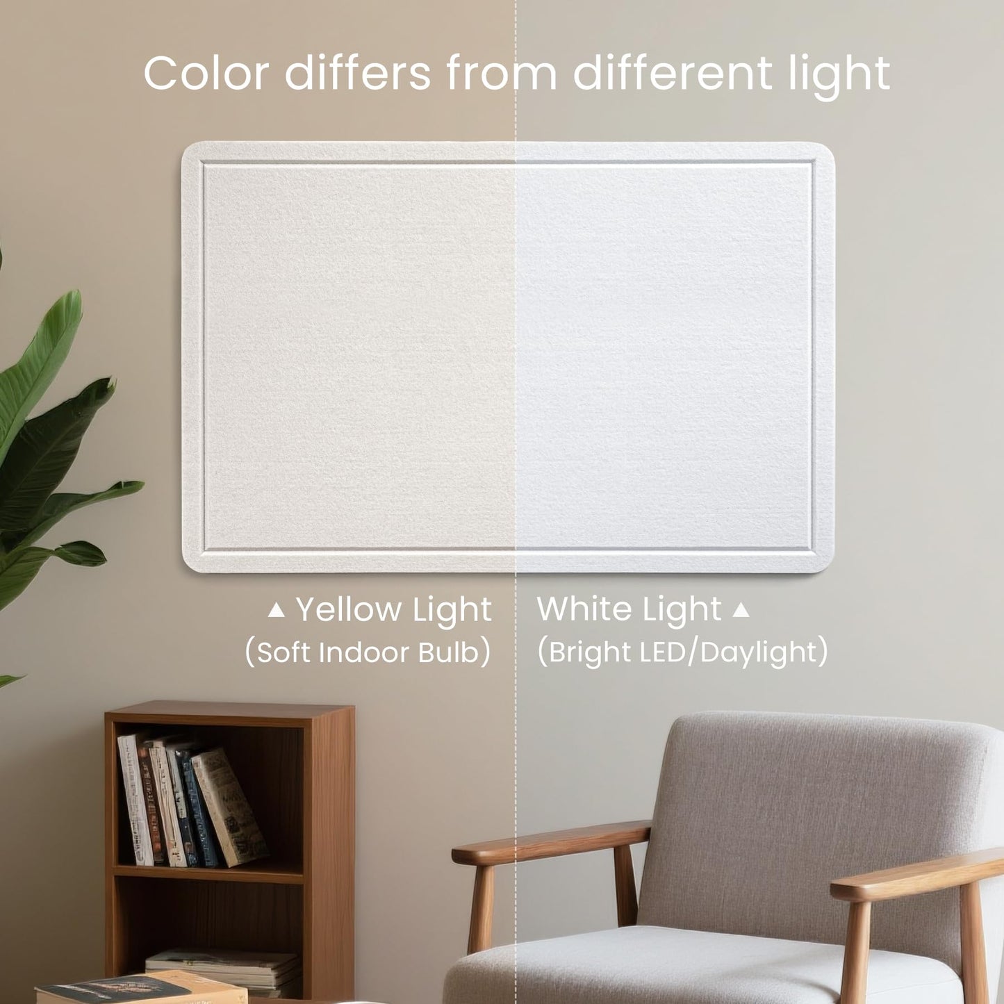 lightomorrow Large Bulletin Board - 48 x 36 Inches, Decorative Felt Pin Board for Wall - 4' x 3' Foldable Photo Display Board with Self-Adhesive Tape, Includes 20 Push Pins - White