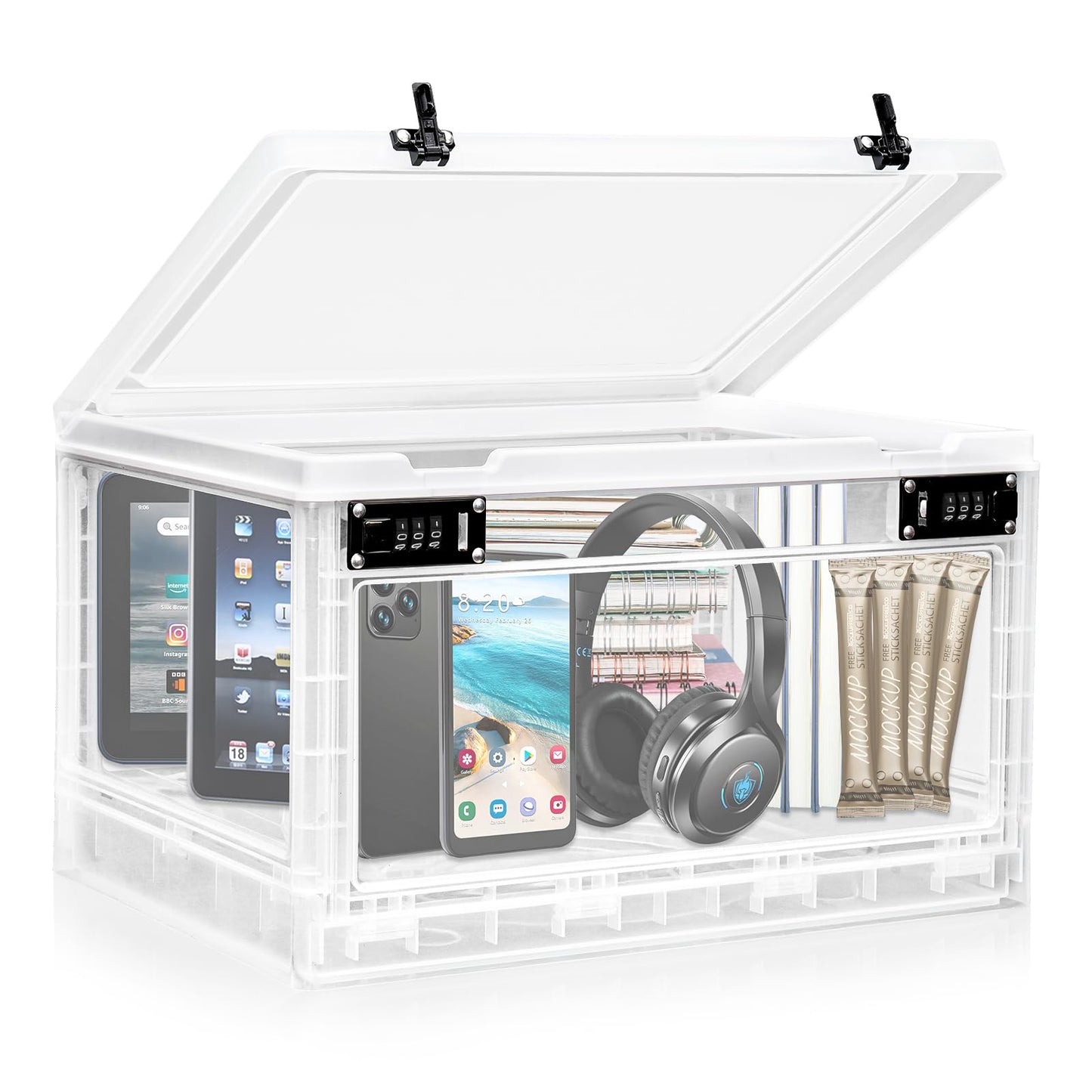 Lalifebuss Large Lock Box for Personal Items, 24 Litre Combination Lockable Storage Box for Office Locker/School/Medicine/Snacks/Phone Jail/Electronic/Home
