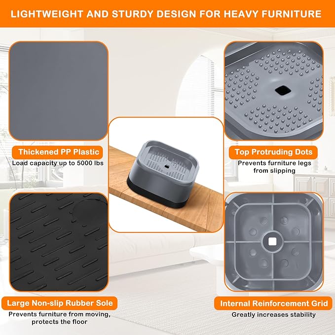 shouwuhho 24 Pack Furniture Risers Adjustable Bed Risers Heavy Duty Lifts