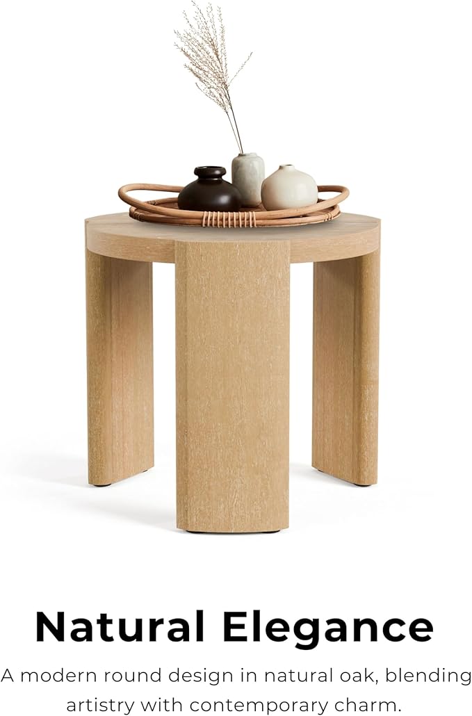 Furniture of America Carys Modern Solid Wood 20-inch Round End Table