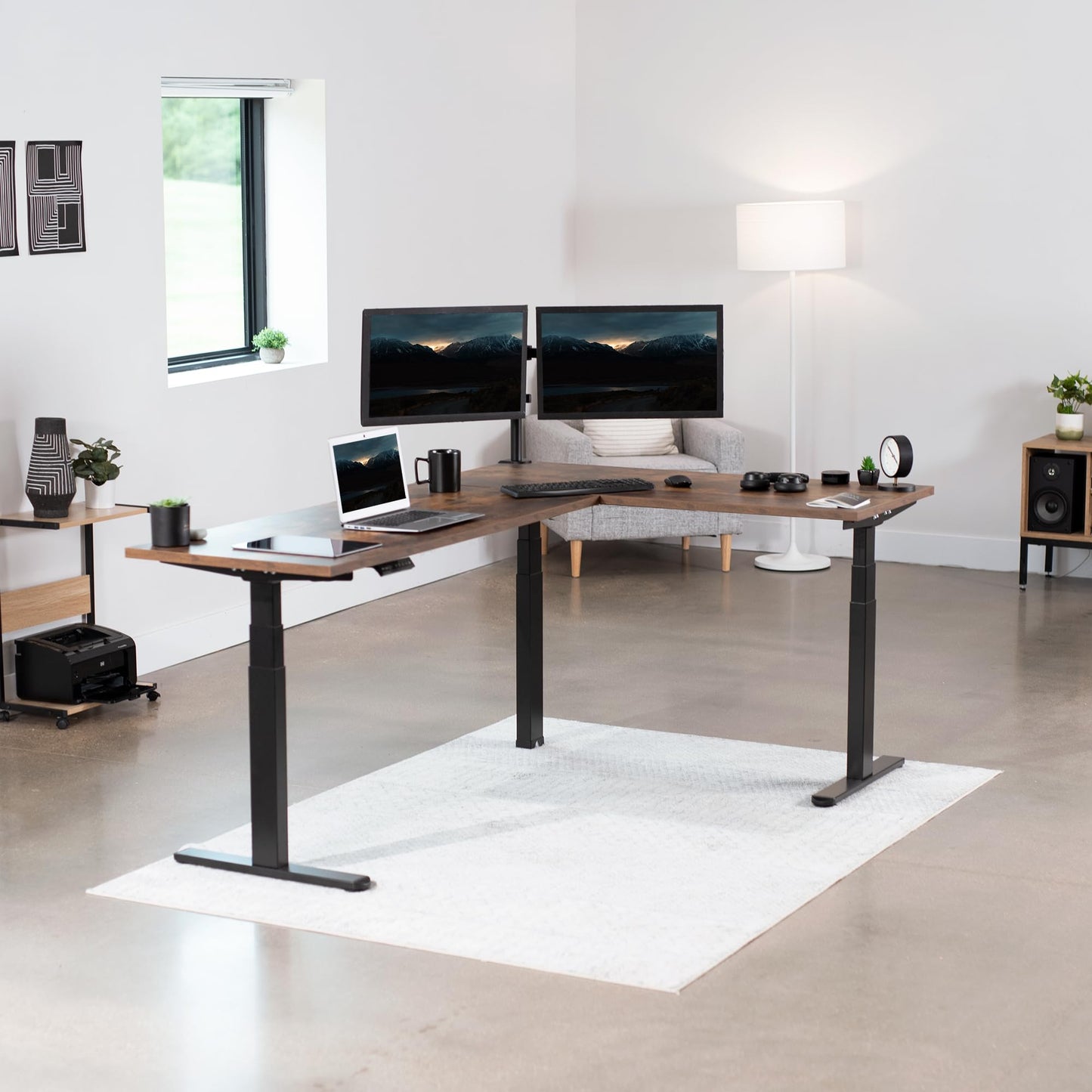 VIVO Black Electric Corner 3 Leg Standing Desk Frame, DESK-V130EB
