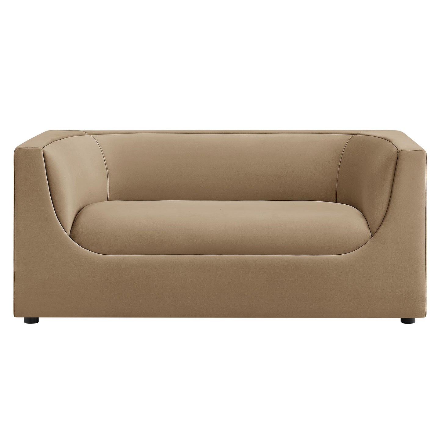 Modway Hilda 67 Inch Modern Curved Back Performance Velvet Loveseat in Taupe – Plush Upholstered 2-Seat Sofa for Living Room, Apartment, Office