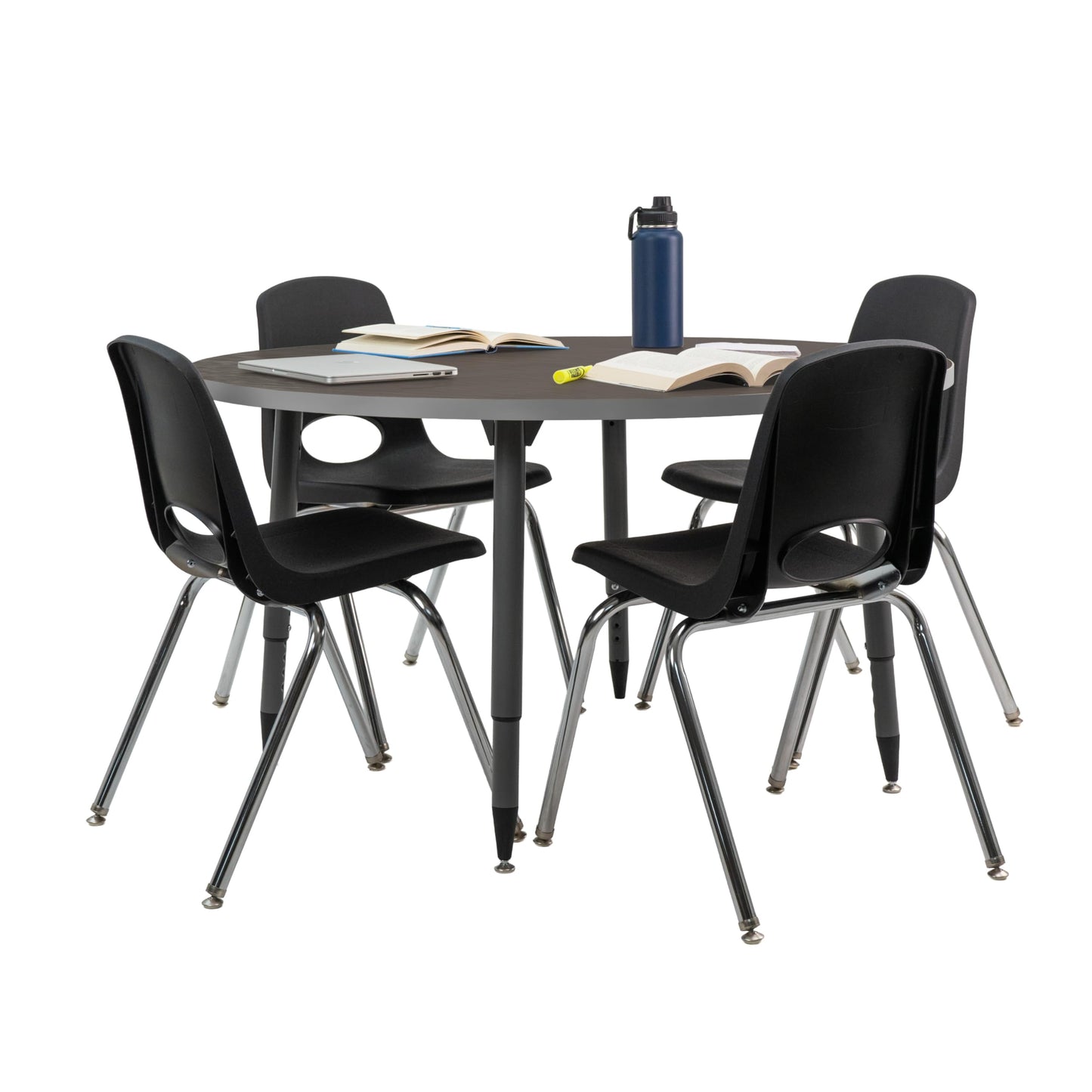 Adapte Commercial Classroom Activity Table - 48" Round, ADA Compliant Tapered Legs with Glides & Casters, Adjustable Height 22-34" Wheelchair Accessible, School & Office Furniture