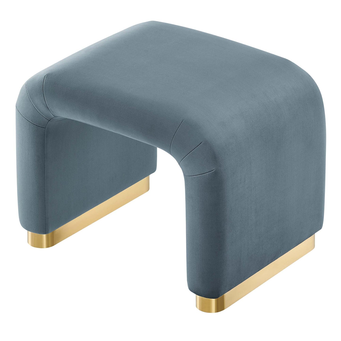 Modway EEI-6733-BRA-CAB Koda Performance Velvet Waterfall Stool, Brass Cadet Blue