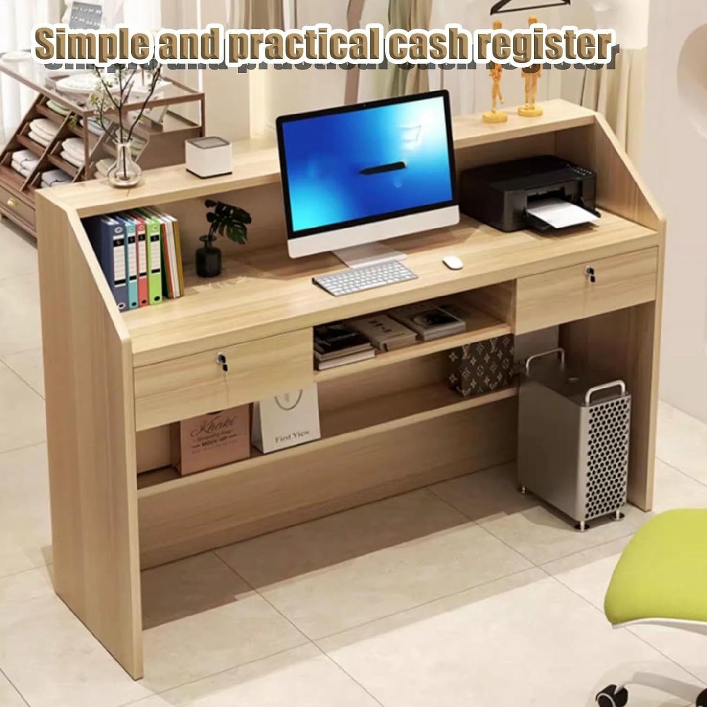 GFXYQPDNV Simple Front Desk Reception Counter, Modern Office Reception Desk with Lockable Drawer, for Store Hotel Office