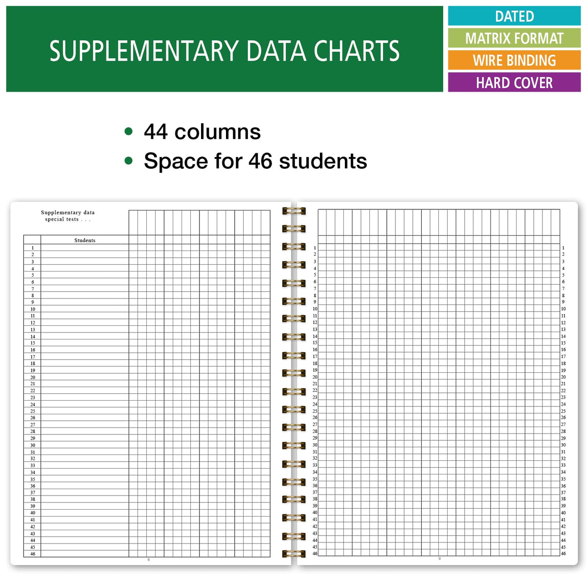 Elan Publishing Company HARDCOVER 7 Period Dated Teacher Lesson Plan; Days Horizontally Across The Top Dated for 2026-2027 Academic Year with Bonus Clip-in Bookmark (Black Tree Seasons)
