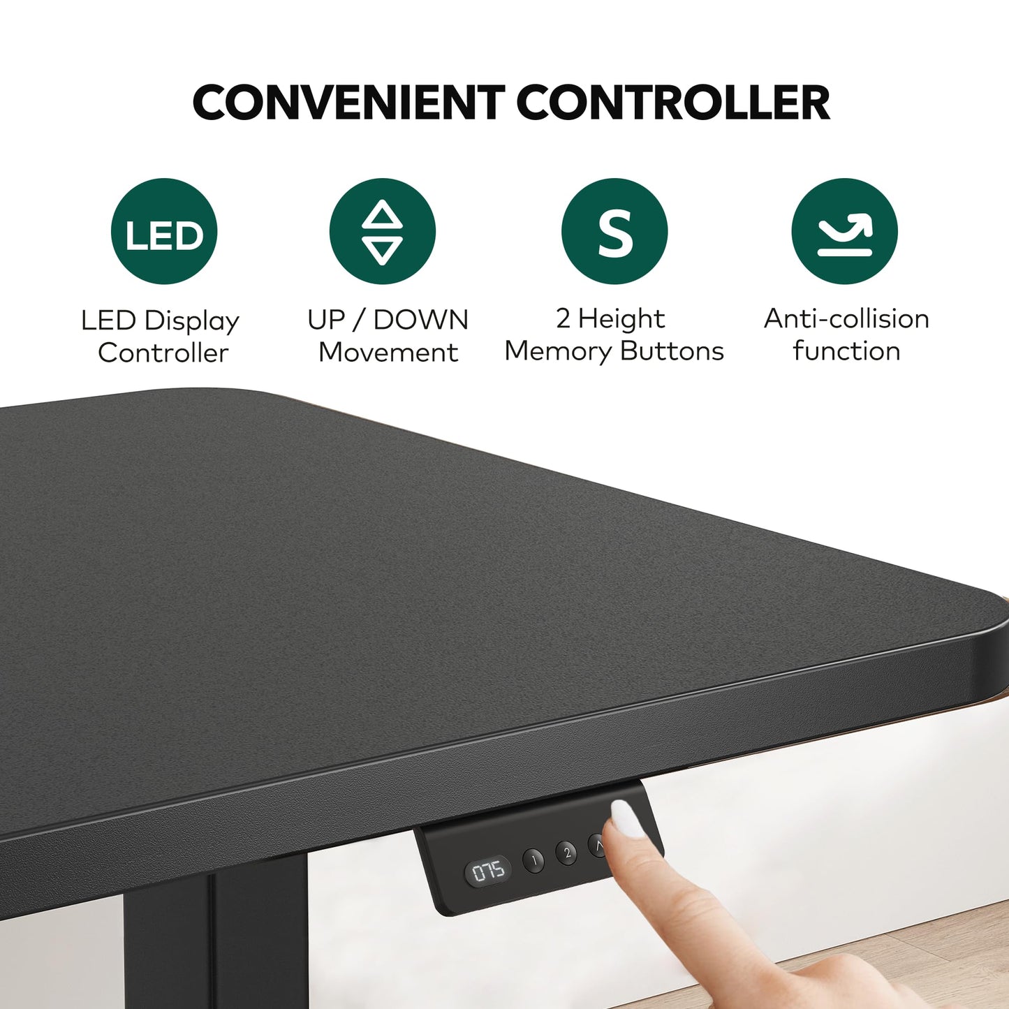 FEZIBO 63" x 55"L Shaped Standing Desk Adjustable Height, 63 Inch Electric Stand up Corner Computer Desk, Sit Stand Home Office Desk with Splice Board, Black