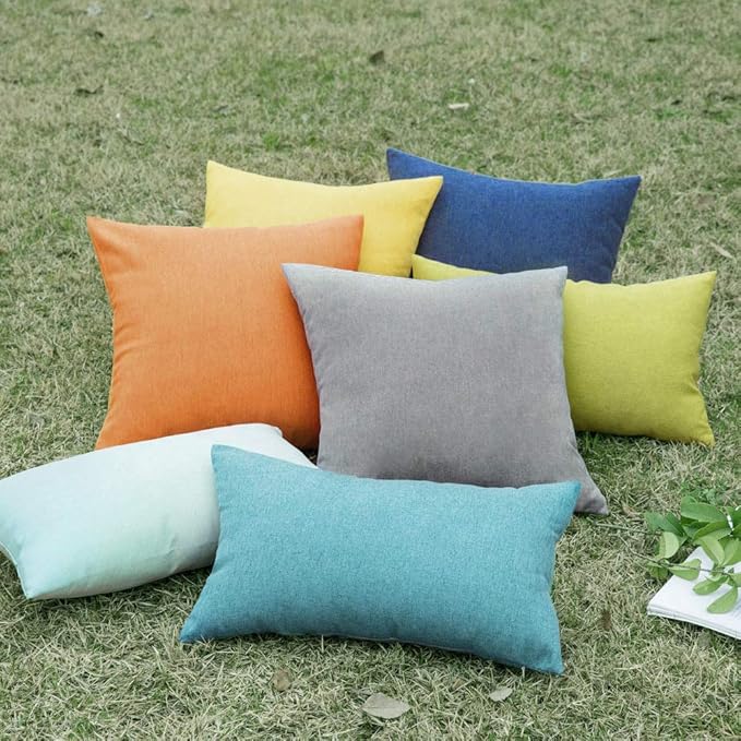 MIULEE Pack of 2 Decorative Outdoor Solid Waterproof Throw Pillow Covers Faux
