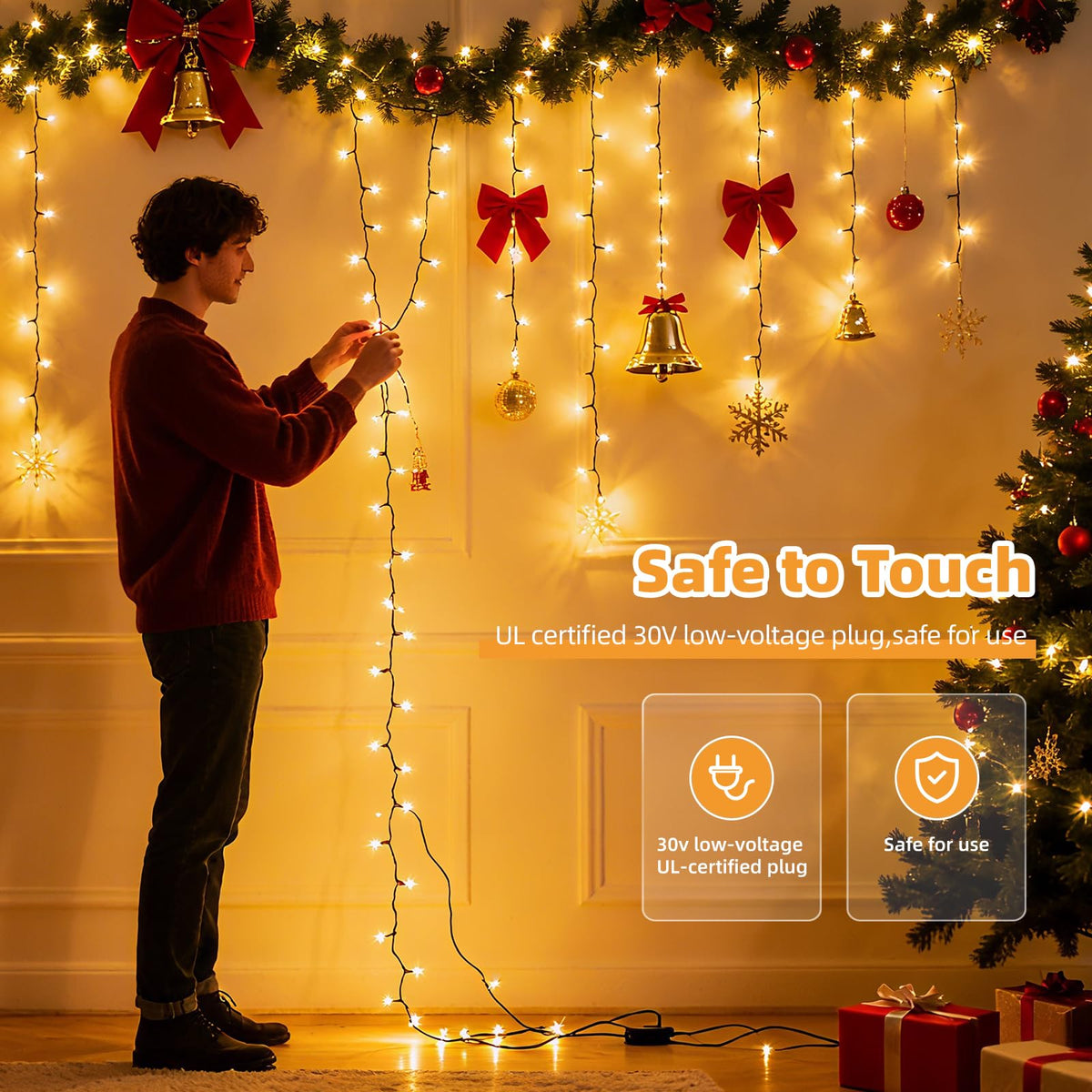 AHAWILL Warm White Christmas Lights Outdoor,166FT 500LED String Lights with 8 Modes,Christmas Tree Lights Indoor Plug in,Waterproof Twinkle Fairy Lights for Party,Classroom,Home Decor