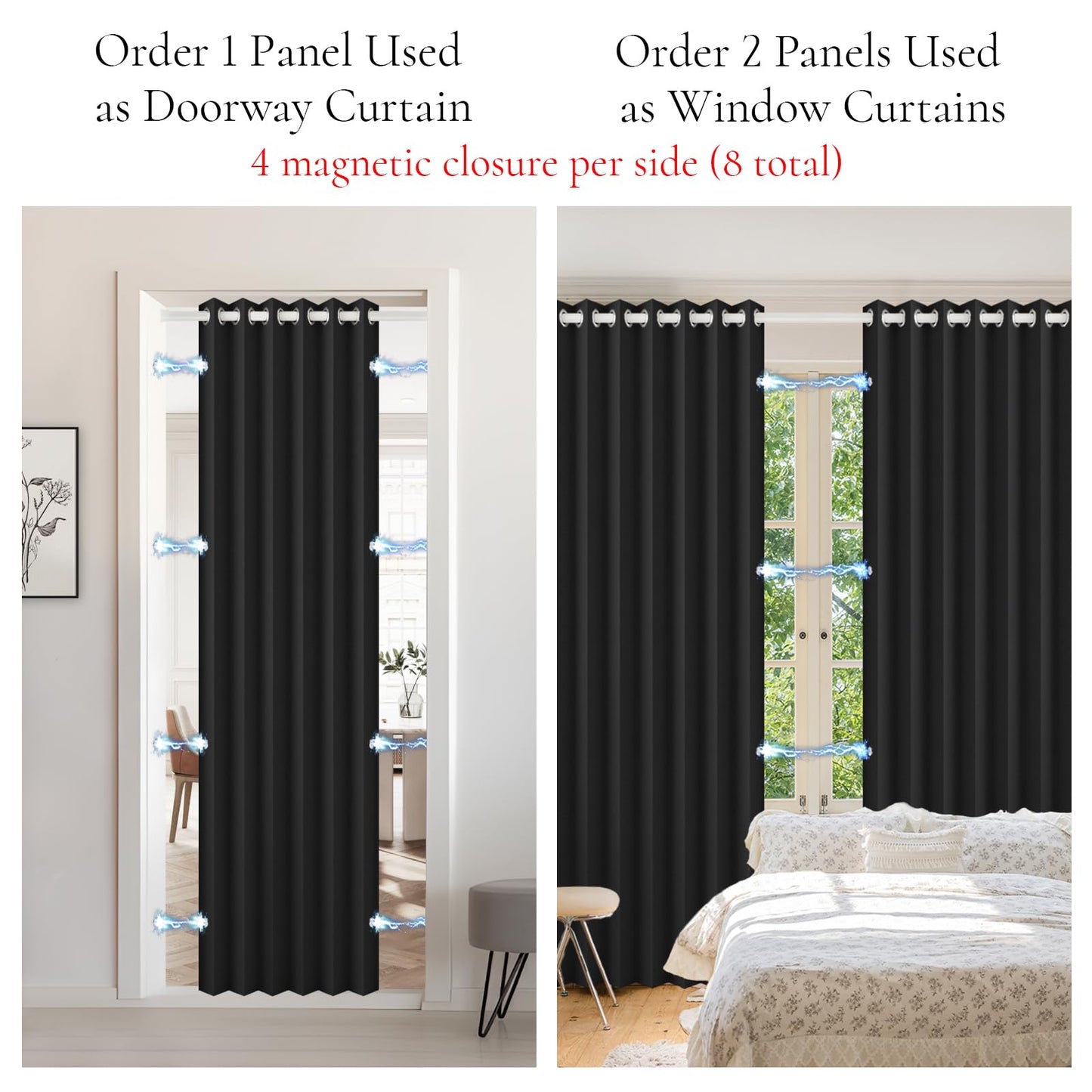 HMYI Blackout Faux Linen Pinch Pleat Curtain - Heavyweight, Light Reducing, Privacy Assured for Bedroom/Theater/Office, 1 Panel, W52 x L96, Black