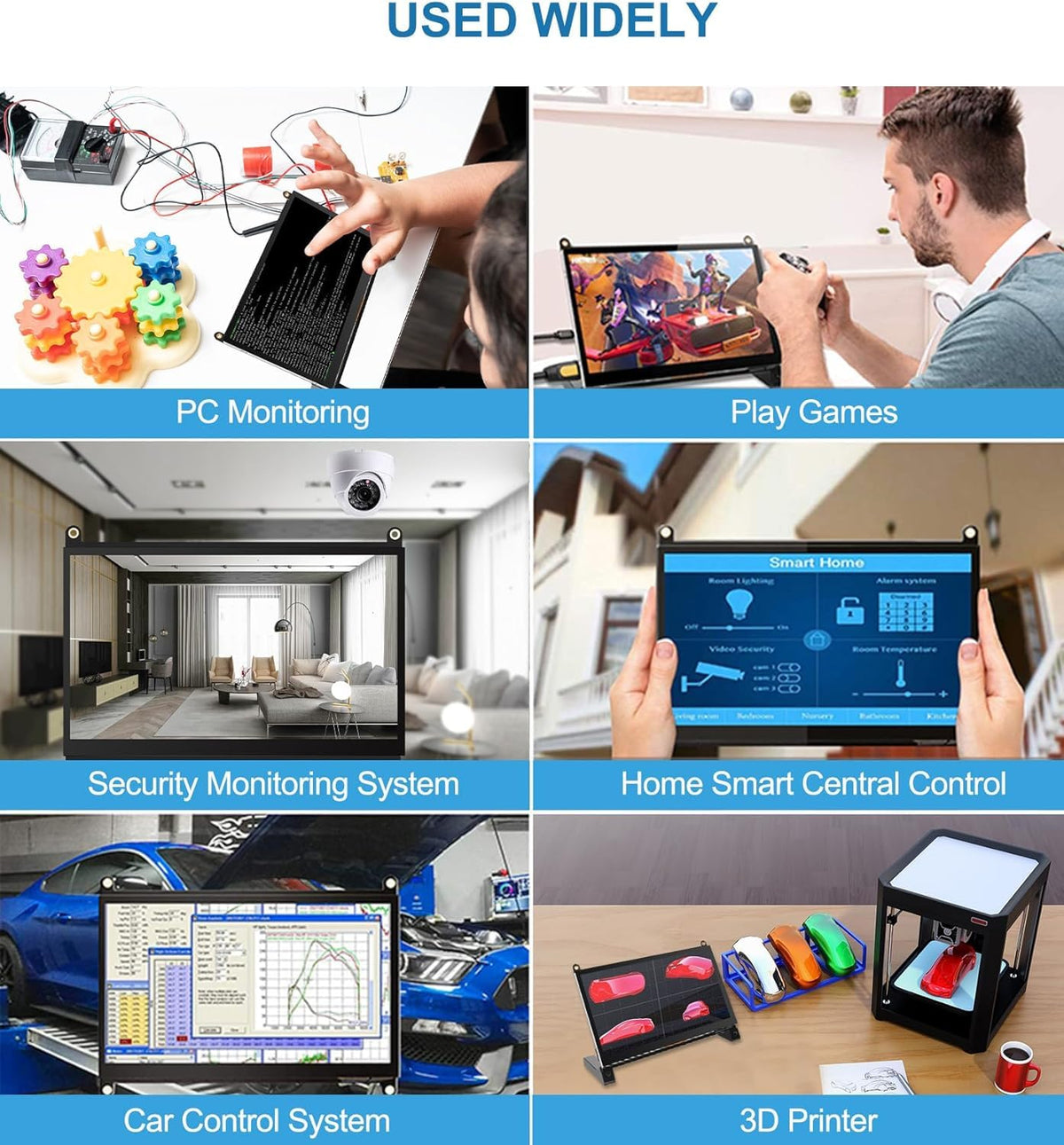 Prystivue 7 Inches Touchscreen Monitor, HD 1024×600 IPS LCD Capacitive Touch Screen Compatible with R Pi 4B/3B+/3B/2/1B+/Zero Ora Pi 5 Por/3 Plus/3B/4B Ban Pi and Windows 10/8/7 (CX-070-A3 US) 1