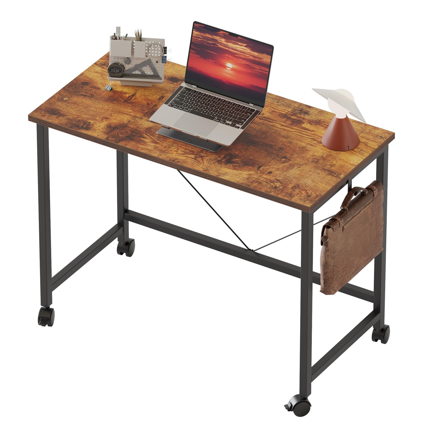 Mericonia 32 inch Rolling Computer Desk with Wheels, Gaming Desk for Small Spaces, Modern Simple Style Table for Home Office, Study Writing Table