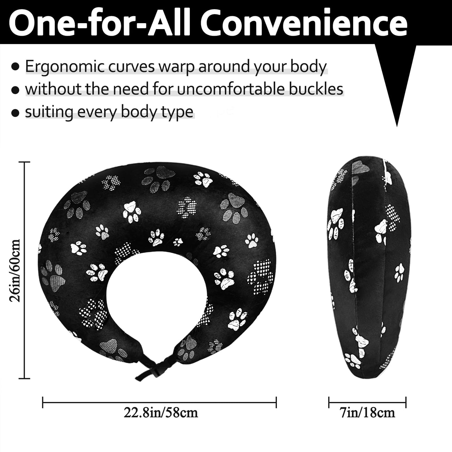 Crafting Pillow for Crocheting, Crochet Pillow for Lap Support, Fun Print Styles, Ergonomic Arm Support, For Bed, Floor, Chair Comfort, Pain Relief and Fatigue for Gaming and Woking (Black Cat Paws)