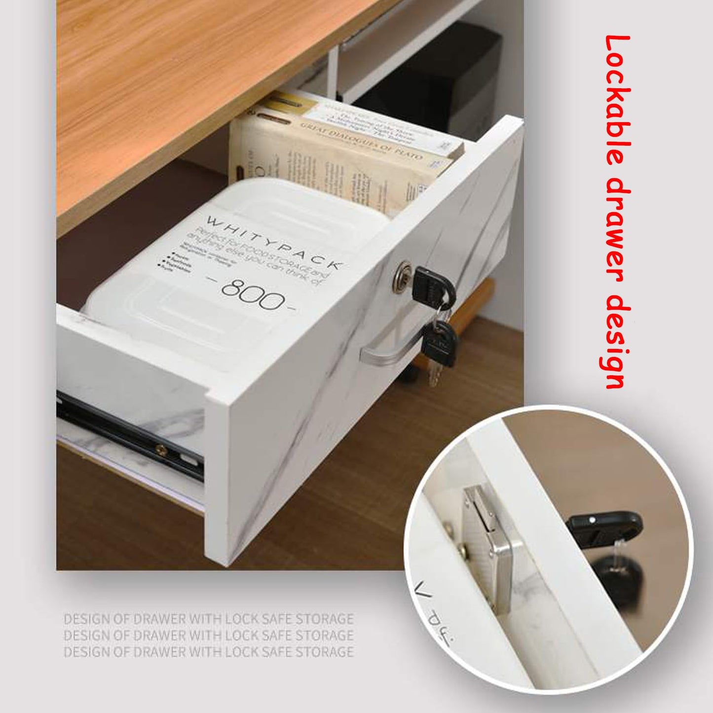 XINGYUDS Reception Counter Desk, Front Counter Desk with Lockable Drawer,Retail Counter for Clothing Store,Beauty Salon,Lobby and so on 23.62" Dx47.24 Wx39.37 H D-R