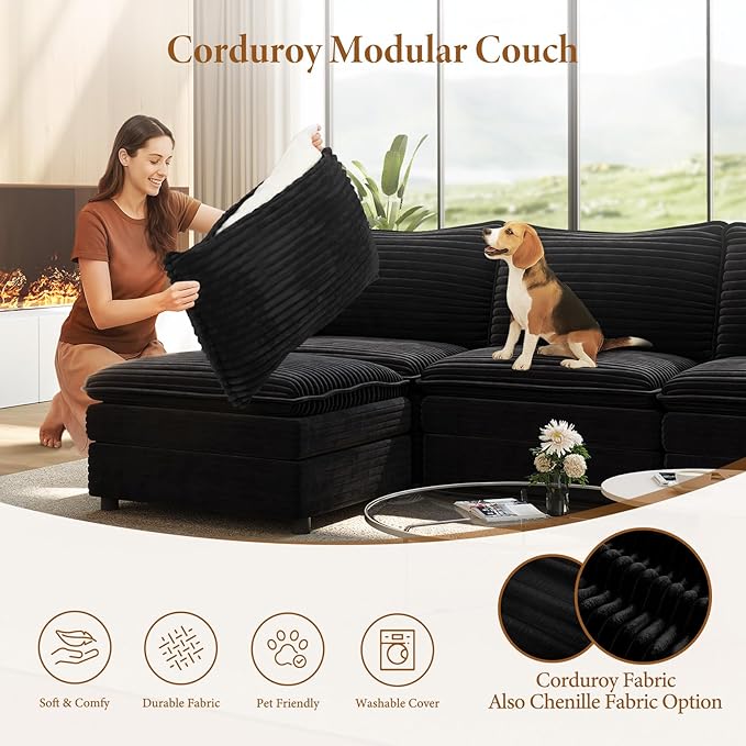 Vesgantti 108" Modular Cloud Couch, Deep Seat Sectional Sofa