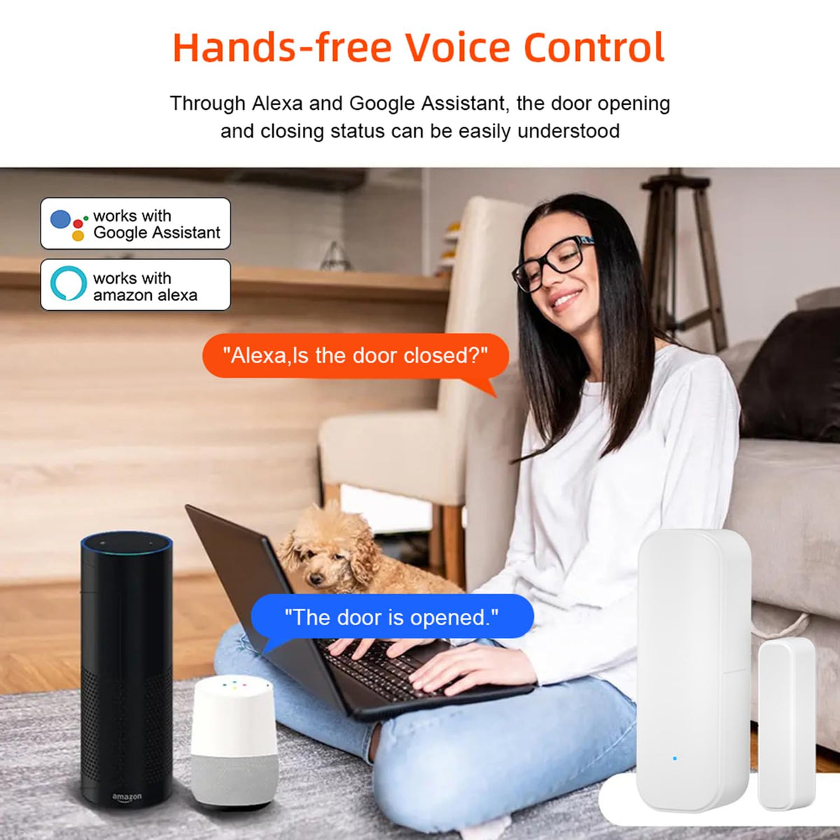 Smart WiFi Door Sensor: Wireless Window Sensor with App Notification Alert, Tuya Door Open Contact Sensor for Home Security, No Hub Required, Compatible with Alexa Google Assistant