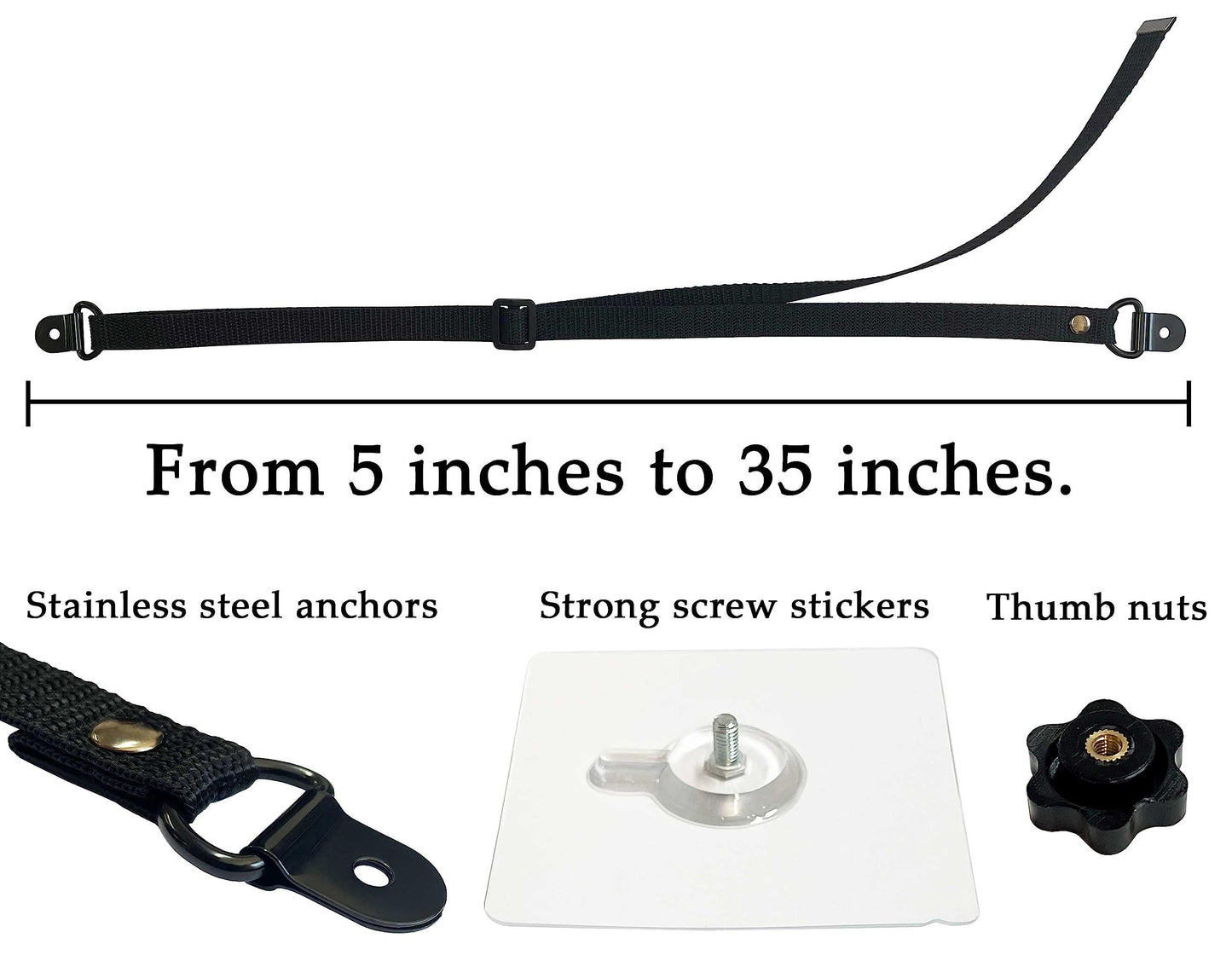 OeckuXIY 2 Pack Adjustable TV Safety Straps, No-Drill Adhesive Anti-Tip Furniture Anchors for Baby Proofing, Flat Screens Fix to Wall,Cabinet,Stand Or Desk, Earthquake Straps