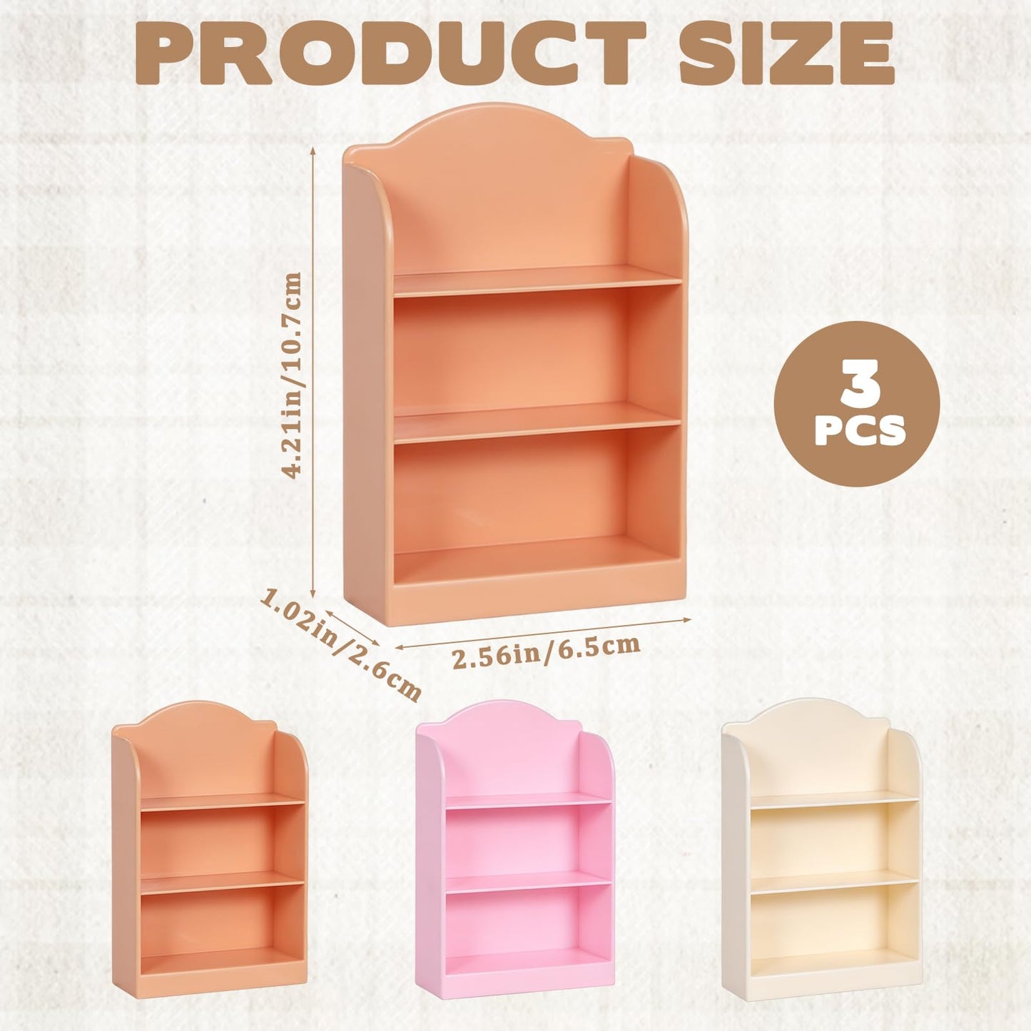Susade 3Pcs Miniature Supermarket Shelves Mini Doll House Store Storage Bookshelf Display Shelves Furniture Model 3Layers Kitchen Shelf Display Books Storage Racks Mini Food Drink Bottle Locker Decor