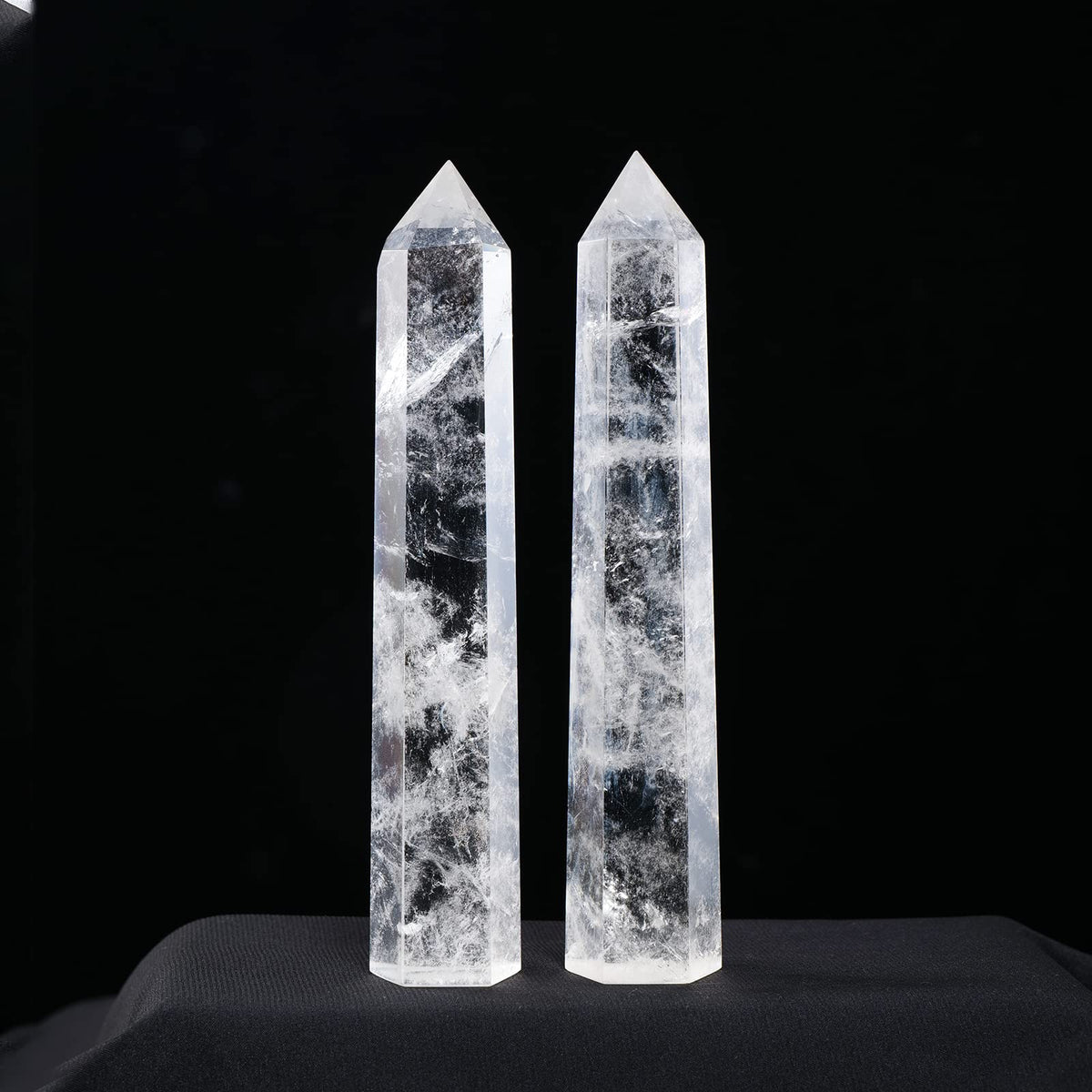 Apengshi Large Clear Quartz Natural Healing Crystal Tower 5.9"-6.3" 6 Faceted Single Point Chakra Crystal Wand Energy Meditation Stone Home Decor Collection Gift