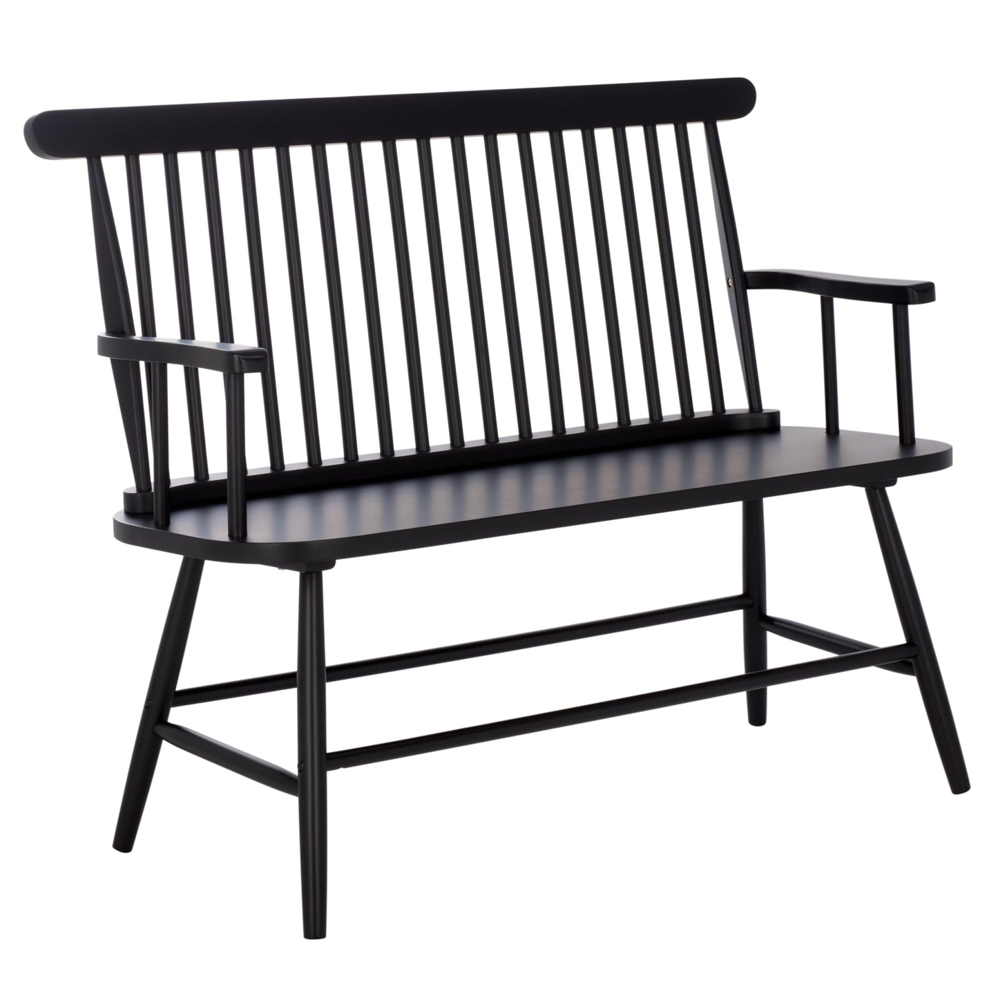 SAFAVIEH Home Collection - Eton Black Solid Wood Bench, Farmhouse Spindle Back Indoor Seating for Entryway or Dining (BCH3300D)