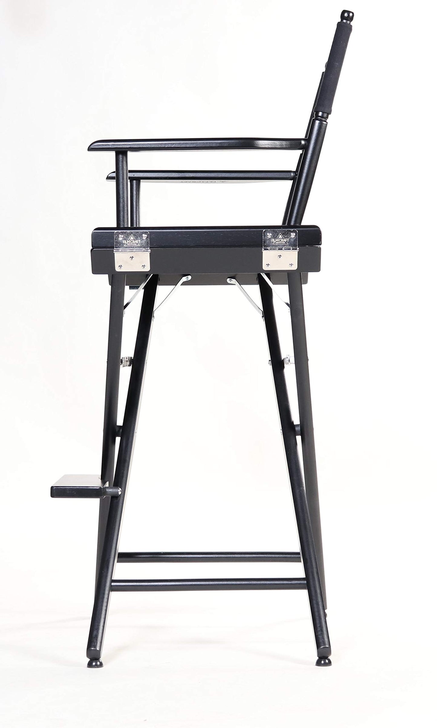 Filmcraft Tall Black Director’s Chair – Professional Folding Makeup Artist Chair with Canvas Seat & Back – Hollywood Film Set, Photography Studio & Hair Stylist Director Chair Black Canvas