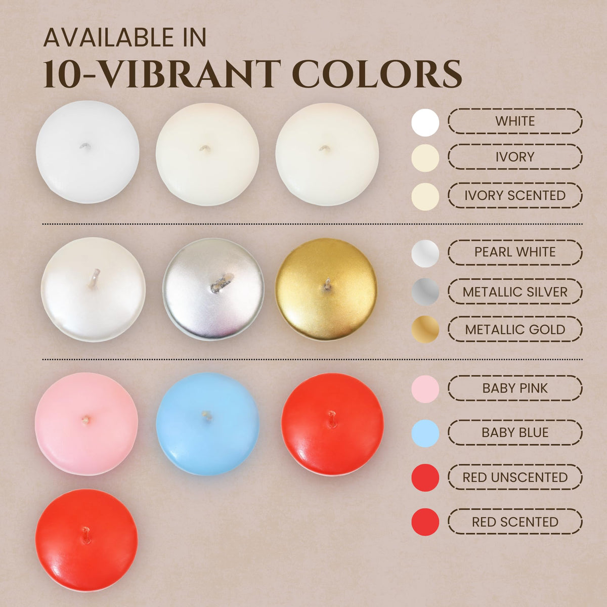 24 Pack - 2” Silver Floating Candles - Floating Candle 2 inch for Centerpieces - Unscented Paraffin, Cotton Wicks, 4-Hour Clean Burn for Wedding, Proposal Decorations, Romantic Night for Her/Him