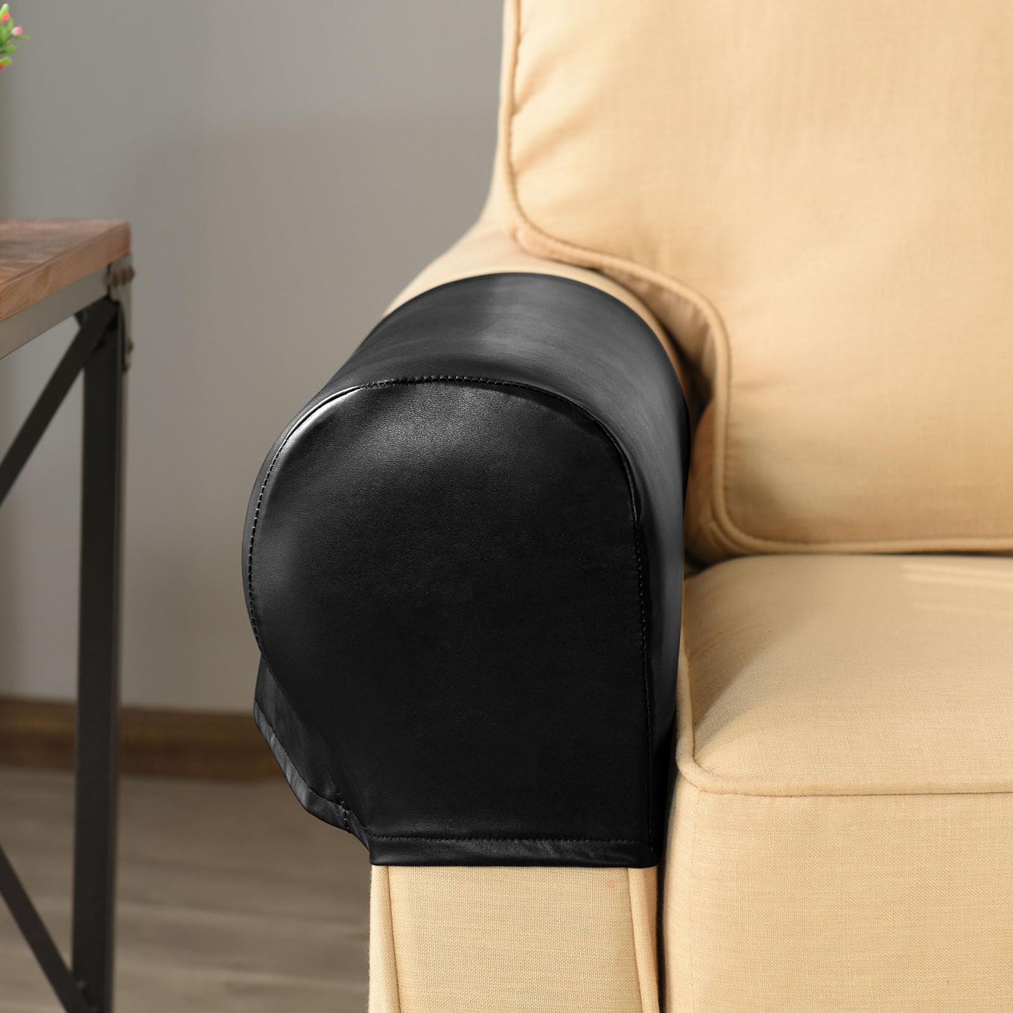 vctops Waterproof Faux Pu Leather Armrest Covers Vintage Stretch Arm Covers for Chairs Couch Sofa Armchair Slipcovers for Recliner Sofa 2pcs,Black