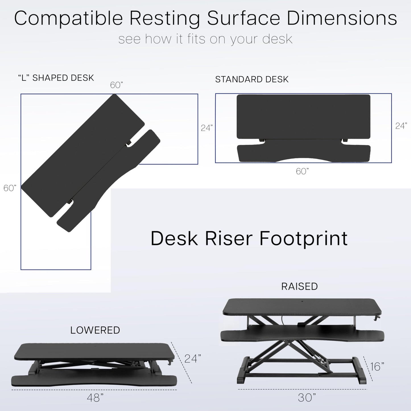 VIVO 48 inch Desk Converter, K Series, Height Adjustable Sit to Stand Riser, Dual Monitor and Laptop Workstation with Wide Keyboard Tray, White, DESK-V048KW