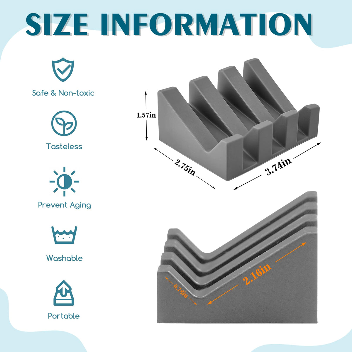Coipdfty Self Draining Soap Dish Holder,Silicone Soap Dish,for Bathroom,Kitchen, Sponges，Can Extend Soap Life，Keep Soap Bars Dry and Easy Cleaning (Grey,1-Pack)
