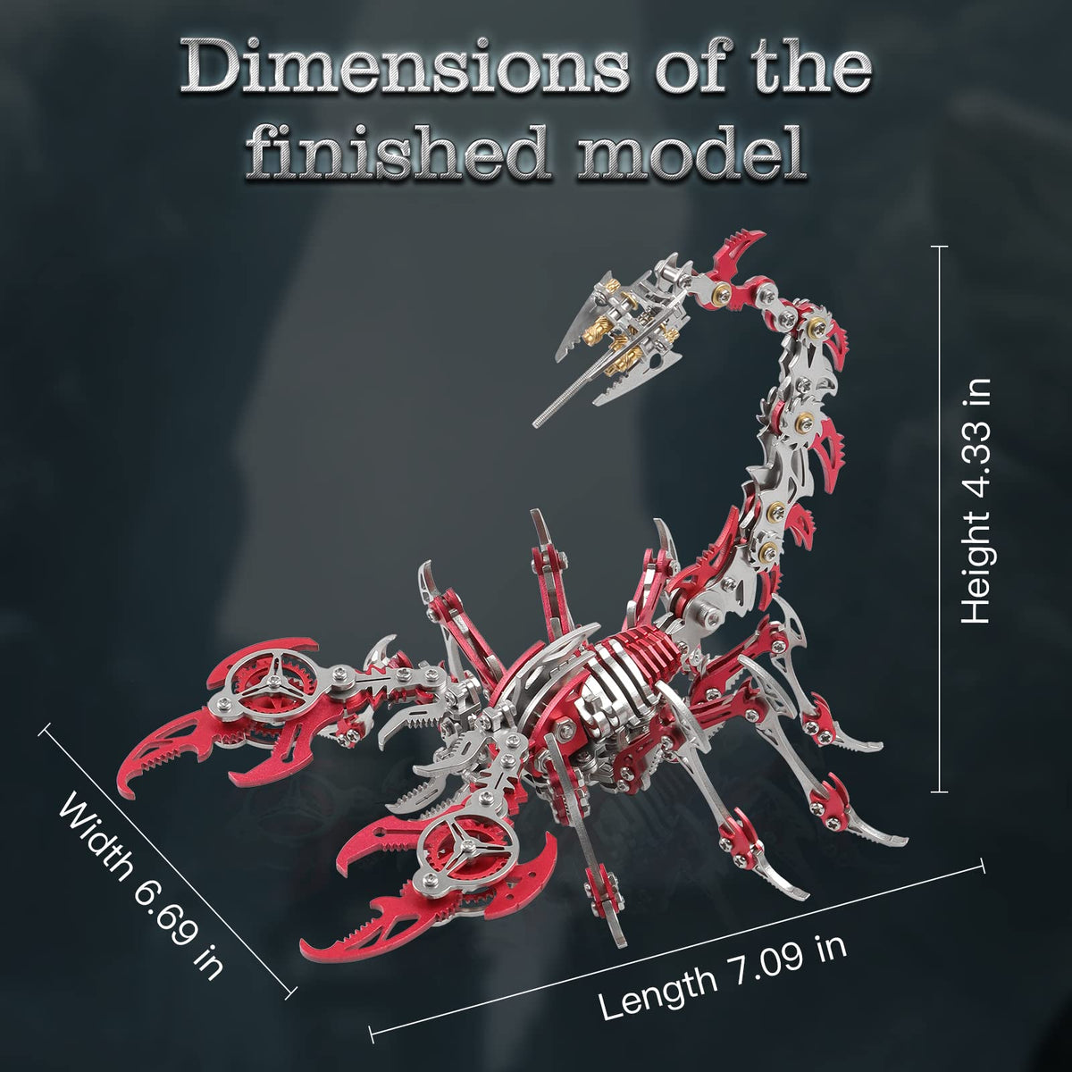 Metalkitor Scorpion 3D Metal Puzzles Kits for Adults Teens – 454 Pcs – Mechanical Assembly Models – 4 Hours to Build – Ideal for Gifts and Decorations (Red)