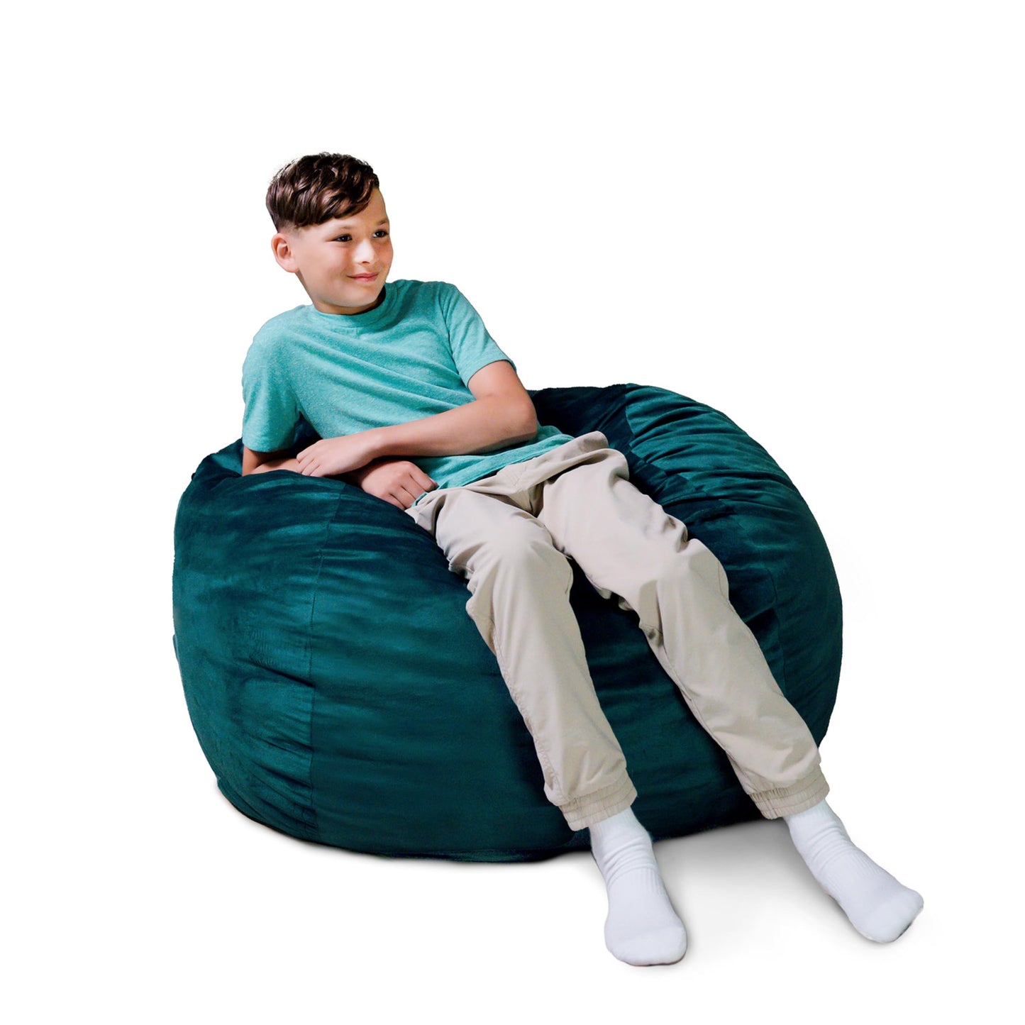 Big Joe Fuf 3.5Ft Foam Bean Bag Chair for Kids, Teens, Mediterranean Plush Polyester, 3.5 Foot Large Ultra-Soft Seat for Gaming, Bedroom, Reading Nook