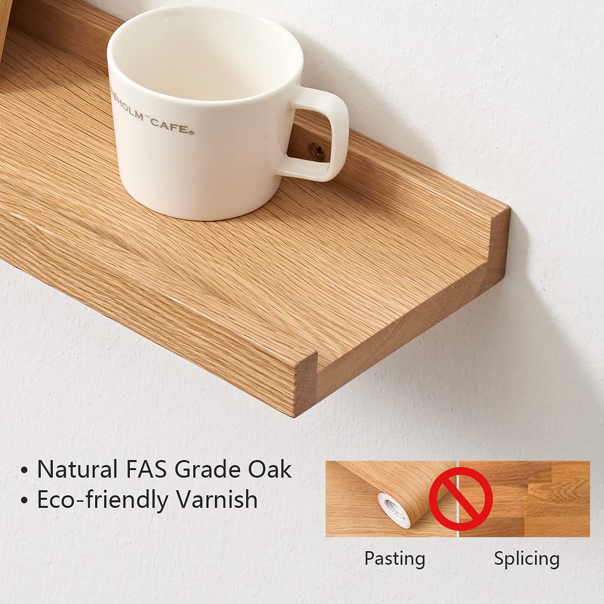 TRWISWDC Floating Shelf for Wall Natural Oak Wood Wall Shelves 36 Inch (Upgrade Width 6"), Display Picture Ledge Shelf for Bedroom Living Room Bathroom Office Kitchen Storage Shelves